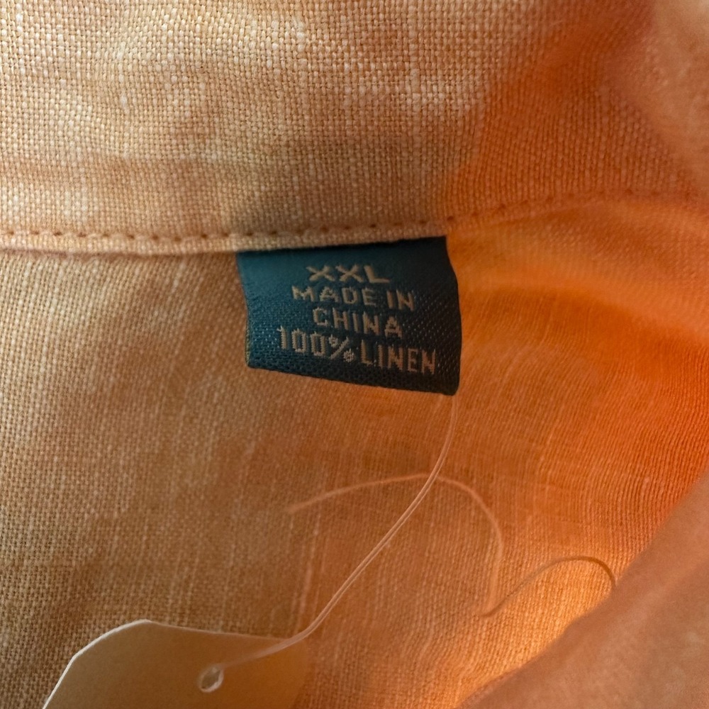 Tommy Bahama Relax Easy Breezer Shirt Orange Linen Long Sleeve Button Up Men 2XL - Picture 6 of 12